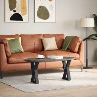 Крака за масичка за кафе, 2 бр., черни, 38 x (42-43,3) см, стомана