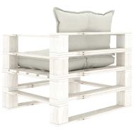 Градински палетен диван с бежови възглавници, дърво