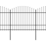 Градинска ограда с връх тип копие, стомана, 359x175 см, черна