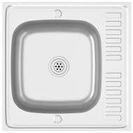 Кухненска мивка с отцедник, сребристо, 600x600x155 мм, инокс