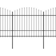 Градинска ограда с връх тип „копие“, стомана, 714,5x175 см, черна