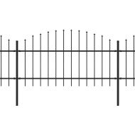 Градинска ограда с пики, стомана, (1-1,25)x13,6 м, черна