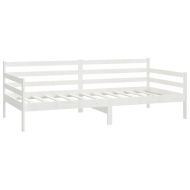 Дневно легло с матрак, 90x200 см, бяло, борово дърво масив