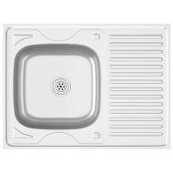 Кухненска мивка с отцедник, сребристо, 800x600x155 мм, инокс