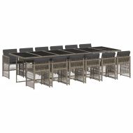 Градински комплект от 13 части с възглавници сив полиратан