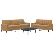 Комплект дивани от 2 части с възглавници, кафяв, кадифе