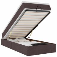 Османска легло с матрак, тъмнокафяво, 90x200 см, плат