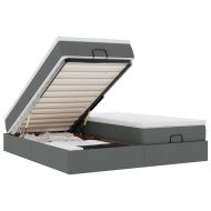 Османска легло с матраци, тъмносиво, 180x200 см, плат