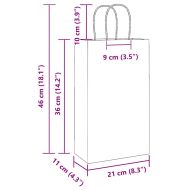 Хартиени торбички 50 бр с дръжки кафяви 21x11x36 см
