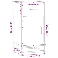 Сайдборд, сив сонома, 35,5x35x76 см, инженерно дърво и метал