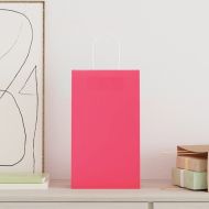 Хартиени торбички 250 бр с дръжки розови 21x11x36 см