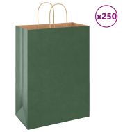Хартиени торбички 250 бр с дръжки зелени 32x17x44 см