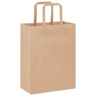 Хартиени торбички 250 бр с дръжки кафяви 21x11x28 см