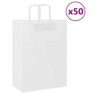 Хартиени торбички 50 бр с дръжки бели 32x17x44 см