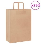 Хартиени торбички 250 бр с дръжки кафяви 32x17x44 см