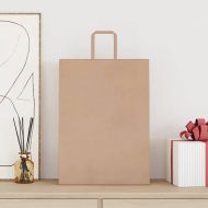 Хартиени торбички 250 бр с дръжки кафяви 32x17x44 см