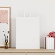 Хартиени торбички 50 бр с дръжки бели 32x12x42 см