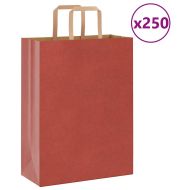 Хартиени торбички 250 бр с дръжки червени 26x12x35 см