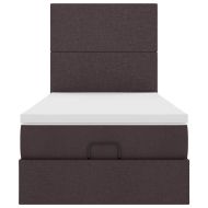 Османска легло с матрак, тъмнокафяво, 90x200 см, плат