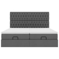 Османска легло с матраци, тъмносиво, 180x200 см, плат