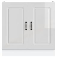 Шкаф за мивка, Kalmar, бял гланц, 80x46x81,5см, инженерно дърво