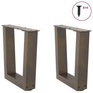 Крака за масичка за кафе, V-образни, 2 бр., естествена стомана, 30 x (30-31,3) см, стомана