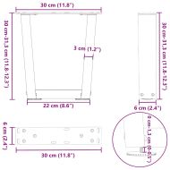 Крака за масичка за кафе, V-образни, 2 бр., бели, 30 x (30-31,3) см, стомана