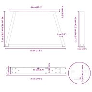 Крака за масичка за кафе, V-образна, 2 бр., антрацит, 70 x (42-43,3) см, стомана