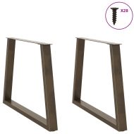Крака за трапезна маса, V-образни, 2 бр., естествена стомана, 90 x (72-73,3) см, стомана