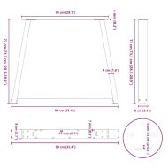 Крака за трапезна маса, V-образни, 2 бр., естествена стомана, 90 x (72-73,3) см, стомана
