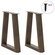Крака за масичка за кафе, V-образни, 2 бр., естествена стомана, 38 x (42-43,3) см, стомана