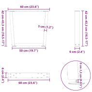 Крака за масичка за кафе, V-образна, 2 бр., антрацит, 60 x (42-43,3) см, стомана