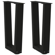 Крака за масичка за кафе, V-образни, 2 бр., черни, 28 x (42-43,3) см, стомана