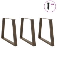 Крака за трапезна маса, V-образни, 3 бр., естествена стомана, 70 x (72-73,3) см, стомана