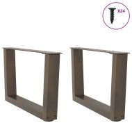 Крака за масичка за кафе, V-образна форма, 2 бр., естествена стомана, 60 x (30-31,3) см, стомана