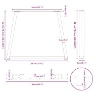 Крака за трапезна маса, V-образни, 3 бр., естествена стомана, 80 x (72-73,3) см, стомана