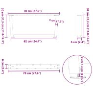 Крака за масичка за кафе, V-образни, 2 бр., бели, 70 x (30-31,3) см, стомана