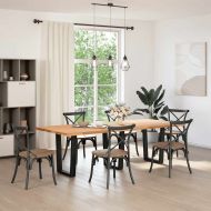 Крака за трапезна маса, V-образни, 3 бр., черни, 70 x (72-73,3) см, стомана