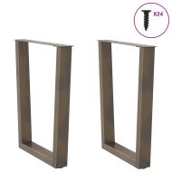 Крака за трапезна маса, V-образни, 2 бр., естествена стомана, 60 x (72-73,3) см, стомана