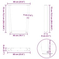 Крака за трапезна маса, V-образни, 2 бр., естествена стомана, 60 x (72-73,3) см, стомана
