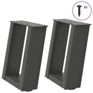 Крака за масичка за кафе, U-образни, 2 бр., антрацит, 30x(30-31) см, стомана