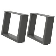 Крака за масичка за кафе, U-образни, 2 бр., антрацит, 50x(30-31) см, стомана