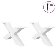 Крака за масичка за кафе, X-образни, 2 бр., бели, 70 x (30-31) см, стомана