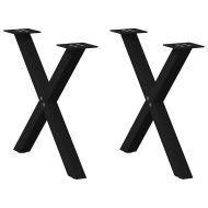 Крака за масичка за кафе, X-образни, 2 бр., черни, 50 x (42-43) см, стомана