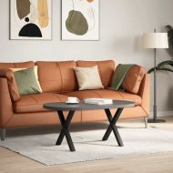 Крака за масичка за кафе, X-образни, 2 бр., черни, 50 x (42-43) см, стомана