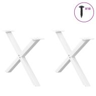 Крака за масичка за кафе, X-образни, 2 бр., бели, 70 x (42-43) см, стомана