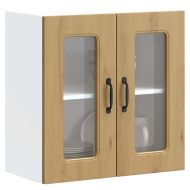 Кухненски стенен шкаф със стъклена врата "Kalmar" от дъб Artisan, инженерна дървесина