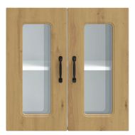 Кухненски стенен шкаф със стъклена врата "Kalmar" от дъб Artisan, инженерна дървесина