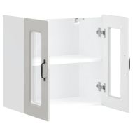 Кухненски стенен шкаф със стъклена врата "Kalmar" с висок гланц, бяло инженерно дърво