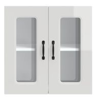 Кухненски стенен шкаф със стъклена врата "Kalmar" с висок гланц, бяло инженерно дърво